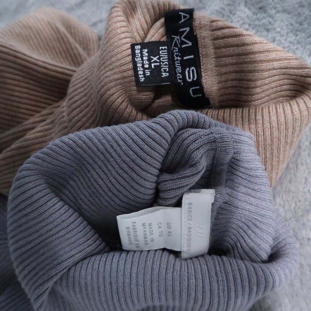 H&M Sweater Women XL Gray Knit Turtleneck Pullover Stretch Minimalist Classy Lot - Picture 10 of 15